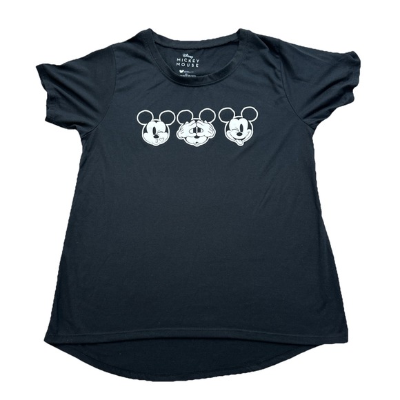 Disney Mickey Mouse Shirt Womens XXL Short Sleeve Black Three Mickey Faces - Picture 1 of 6